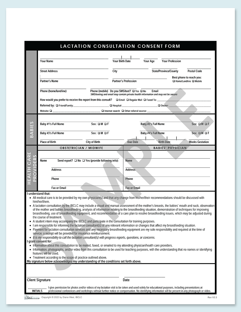 Sample printable Global Consent form without header V3.3