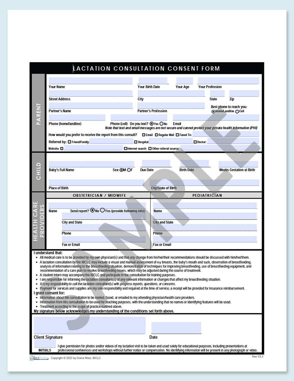 Sample fillable US Consent without insurance without header grey V3.3