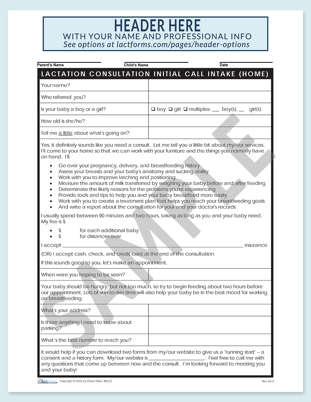 Sample printable Intake for home visit form V3.3