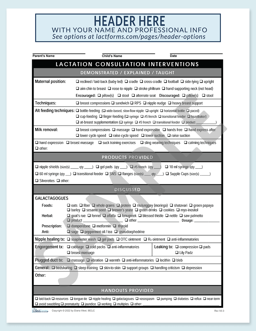 Sample printable Interventions form V3.3