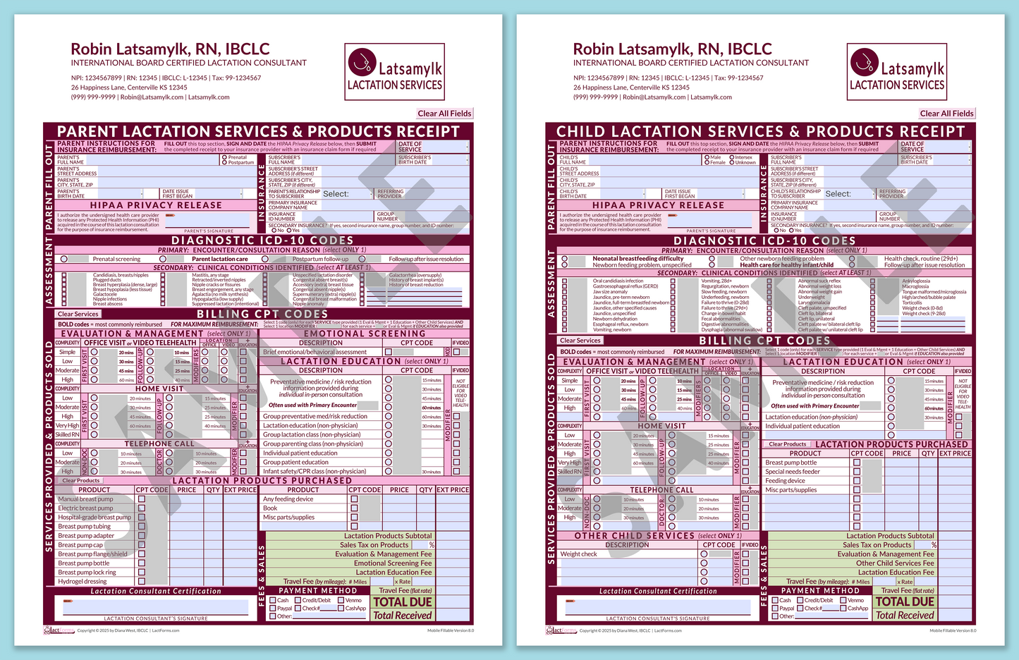 Superbills Package—MobileFillable, HeaderLogo after editing, Pink, V8.0