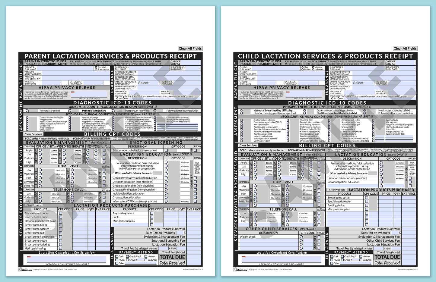 Superbills Package—MobileFillable, HeaderNone, Grey, V8.0