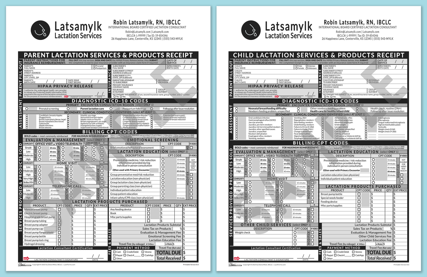 Superbills Package—ProPrintable, HeaderBox after editing, Grey, V8.0
