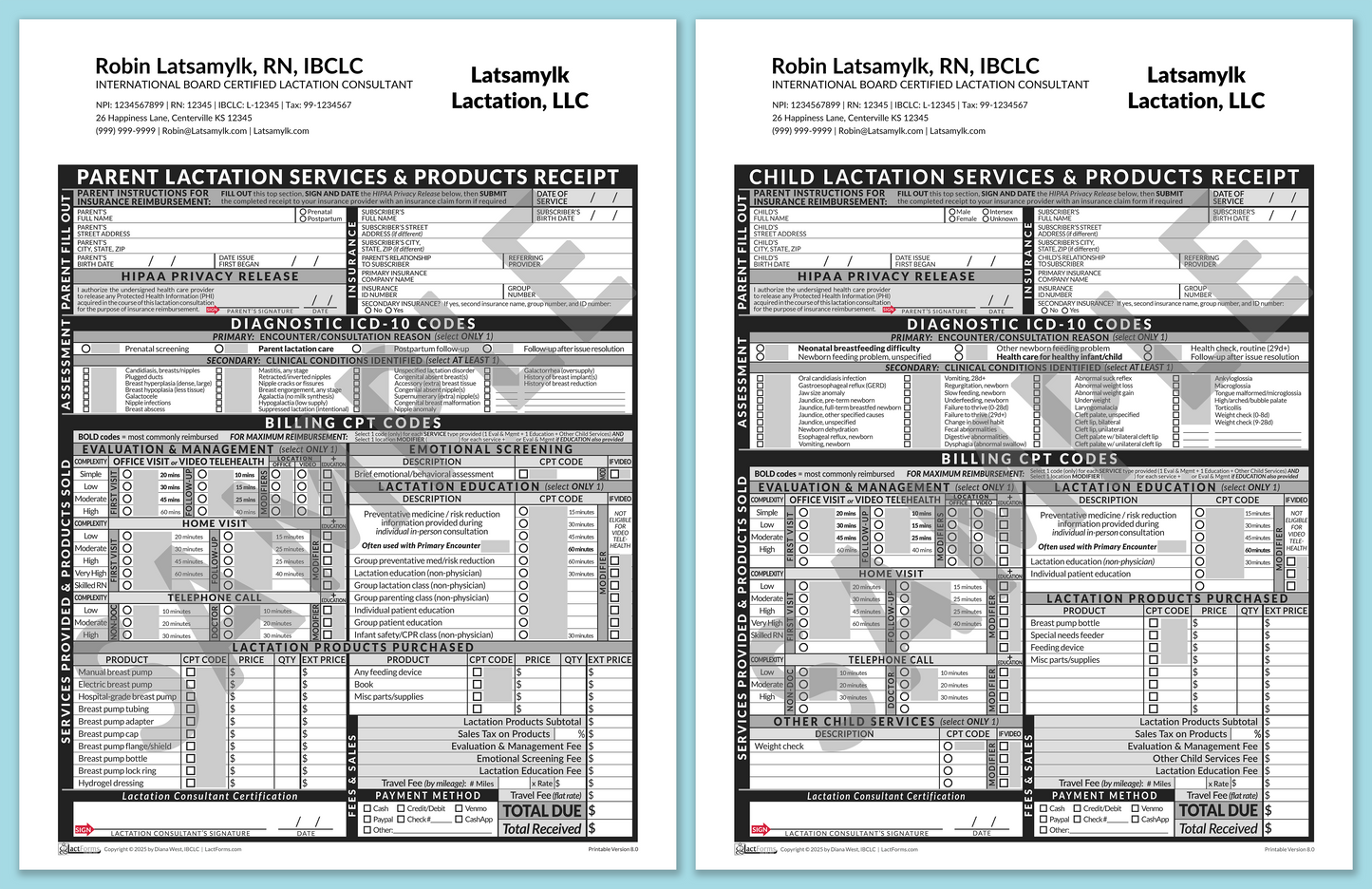 Superbills Package—ProPrintable, HeaderCompany after editing, Grey, V8.0