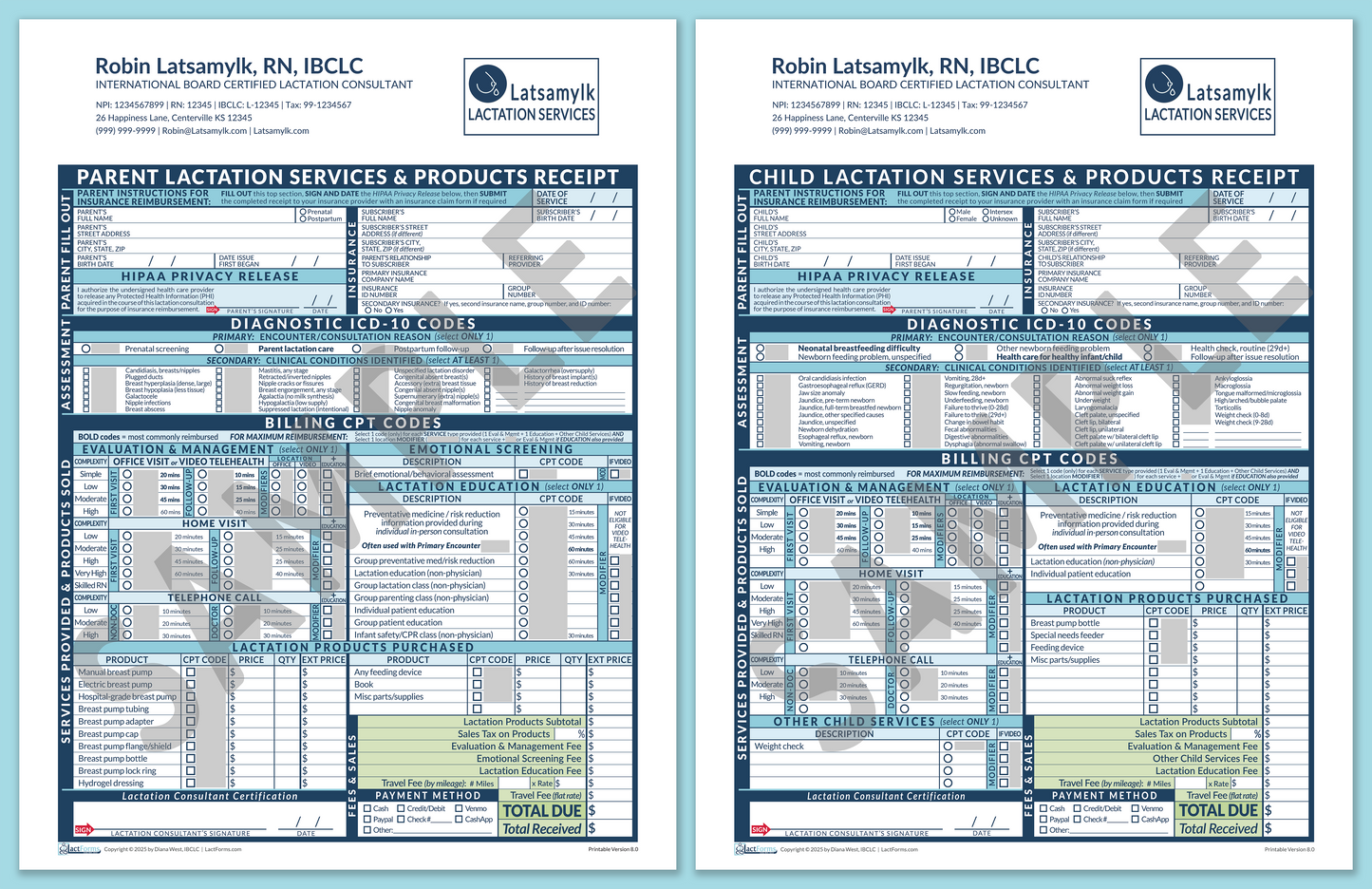 Superbills Package—ProPrintable, HeaderLogo after editing, Blue, V8.0
