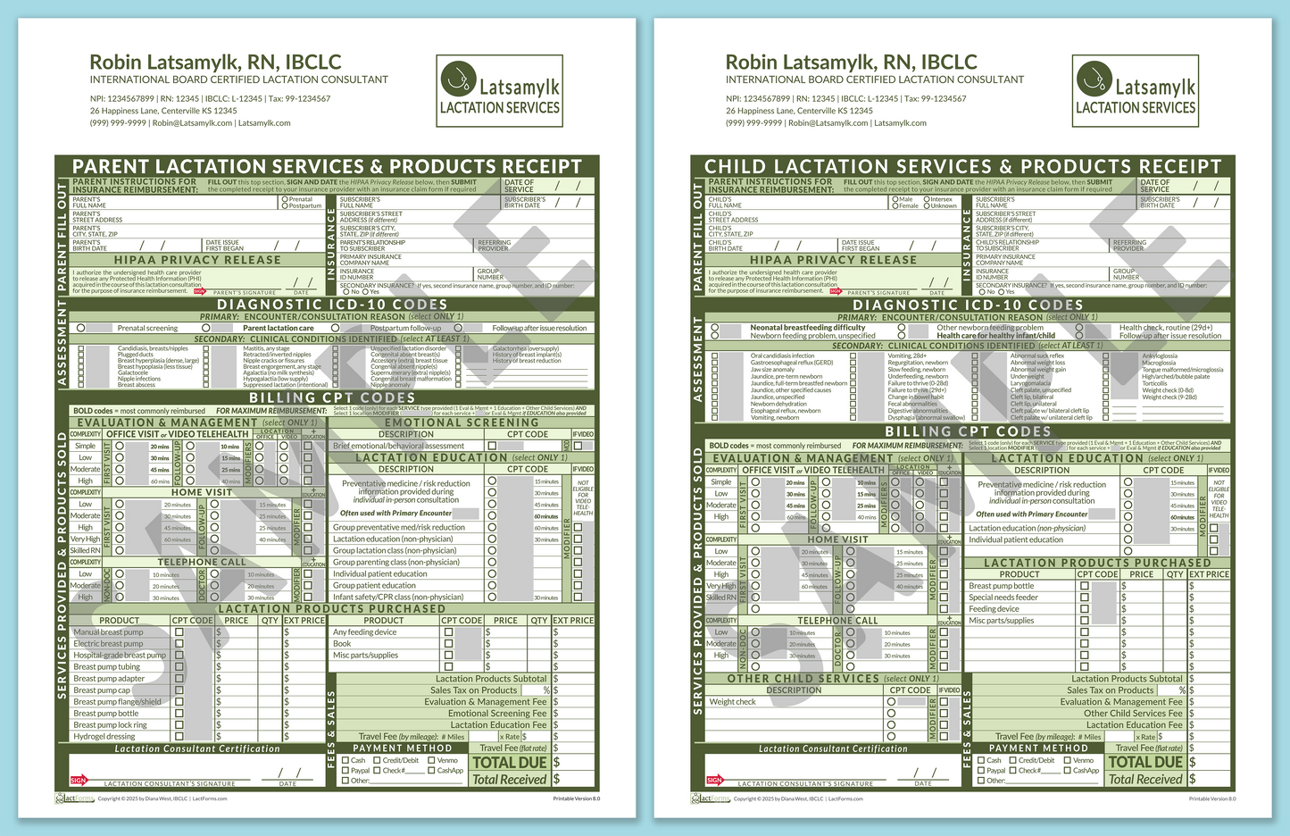 Superbills Package—ProPrintable, HeaderLogo after editing, Green, V8.0