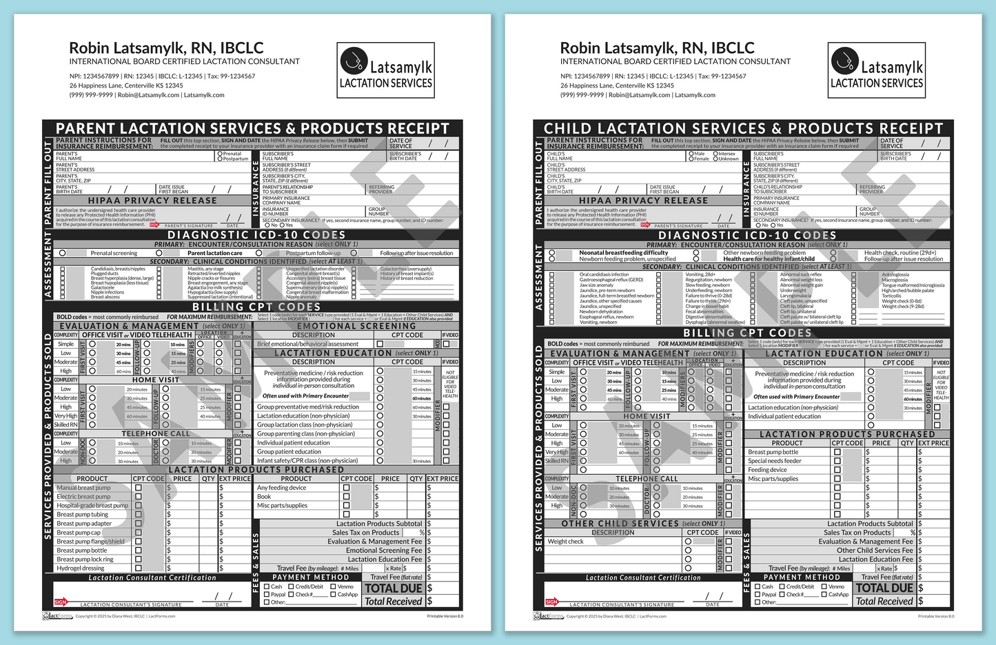 Superbills Package—ProPrintable, HeaderLogo after editing, Grey, V8.0