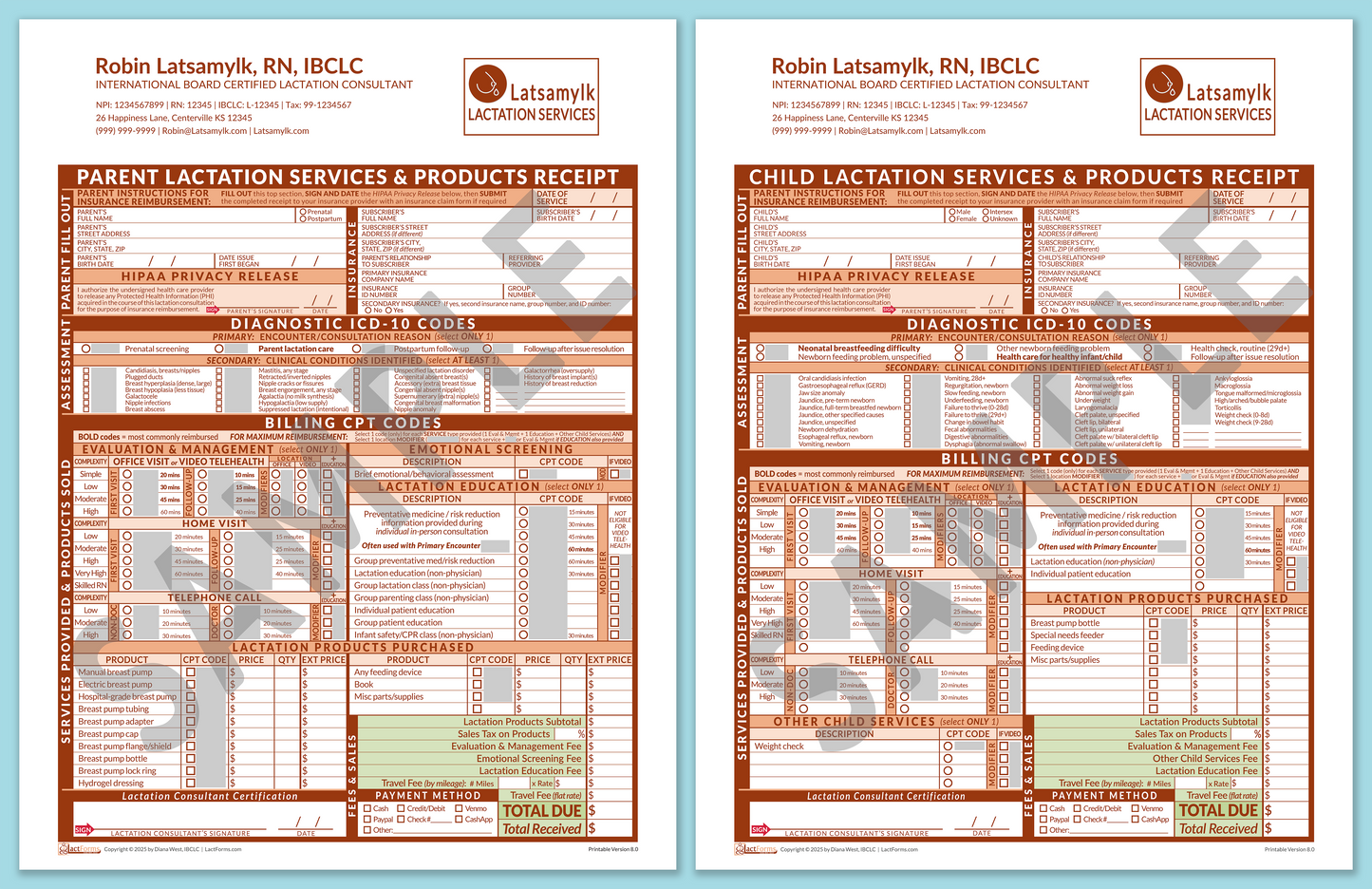 Superbills Package—ProPrintable, HeaderLogo after editing, Orange, V8.0