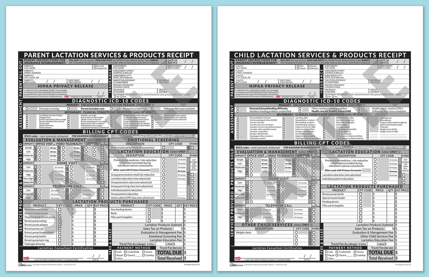 Superbills Package—ProPrintable, HeaderNone, Grey, V8.0