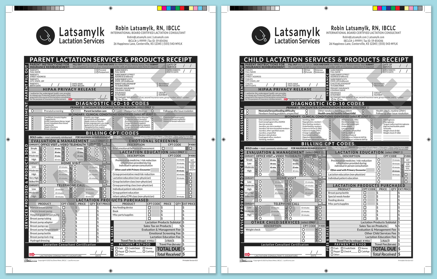 Superbills Package—ProPrintable, HeaderBox after editing, Grey, V8.0