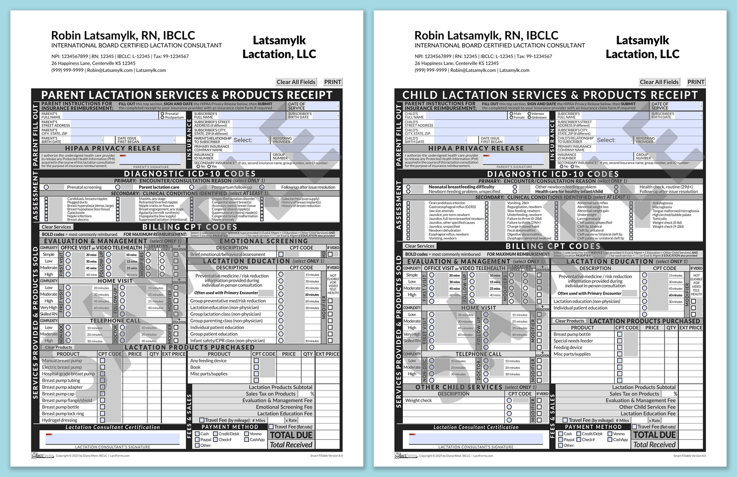Superbills Package—SmartFillable, HeaderCompany after editing, Grey, V8.0