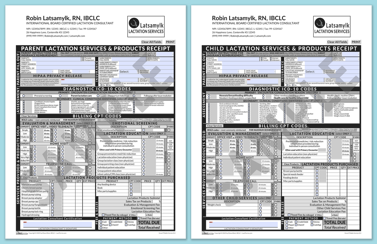 Superbills Package—SmartFillable, HeaderLogo after editing, Grey, V8.0