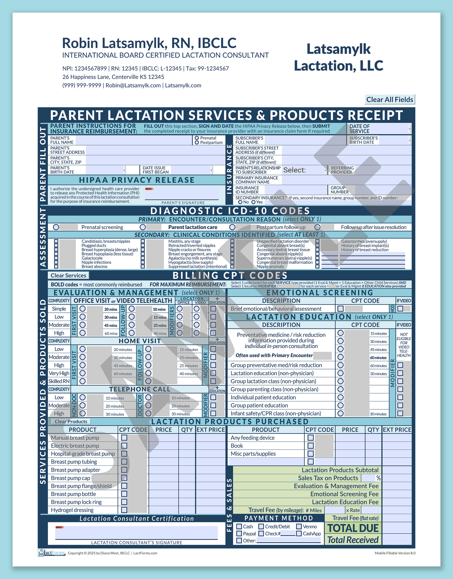 Parent Superbill—MobileFillable, HeaderCompany after editing, Blue, V8.0