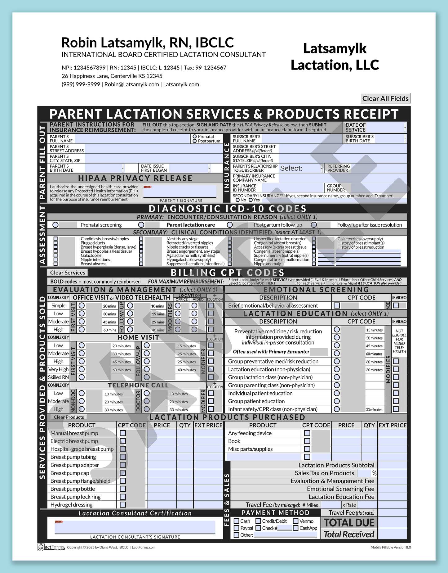 Parent Superbill—MobileFillable, HeaderCompany after editing, Grey, V8.0
