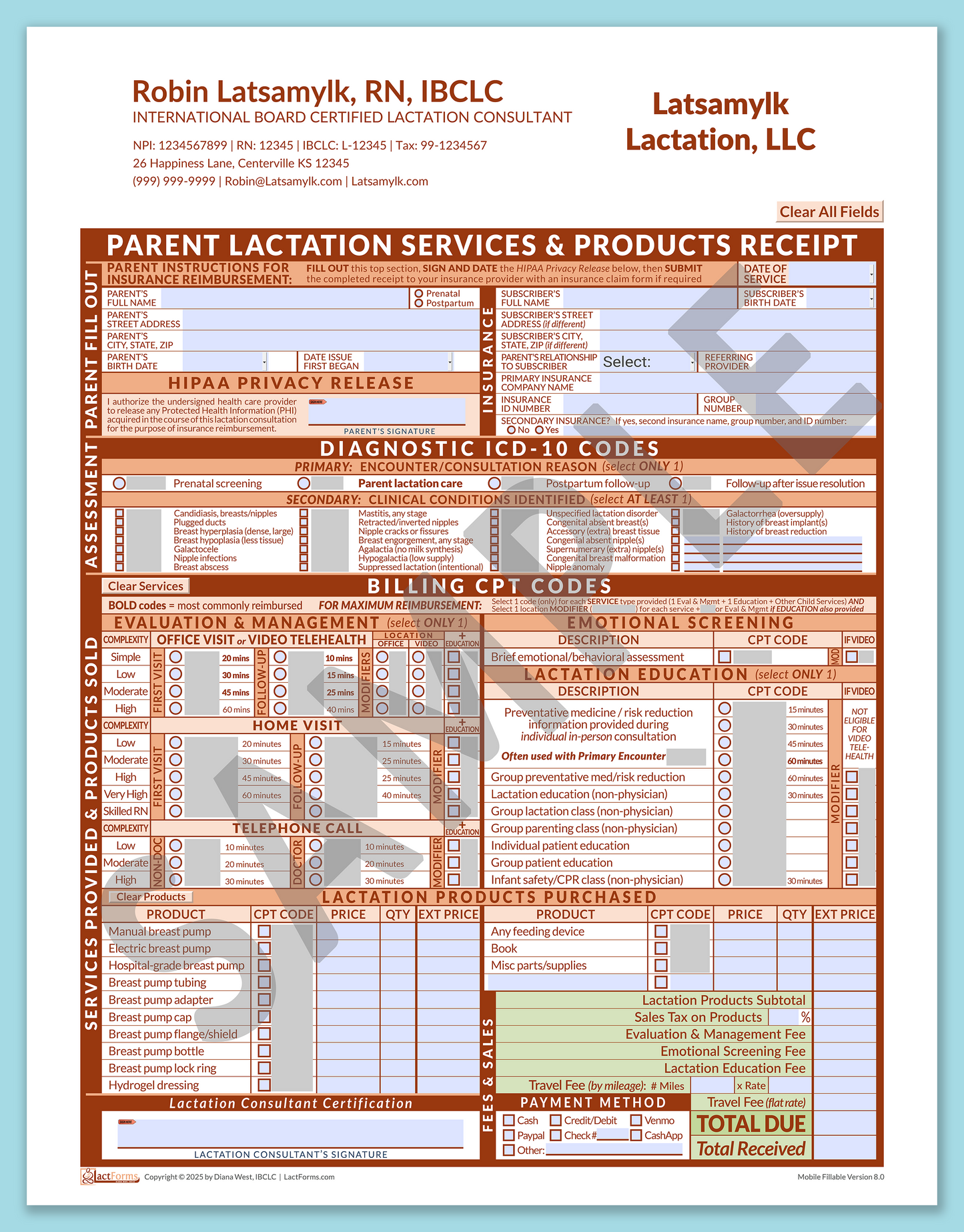 Parent Superbill—MobileFillable, HeaderCompany after editing, Orange, V8.0