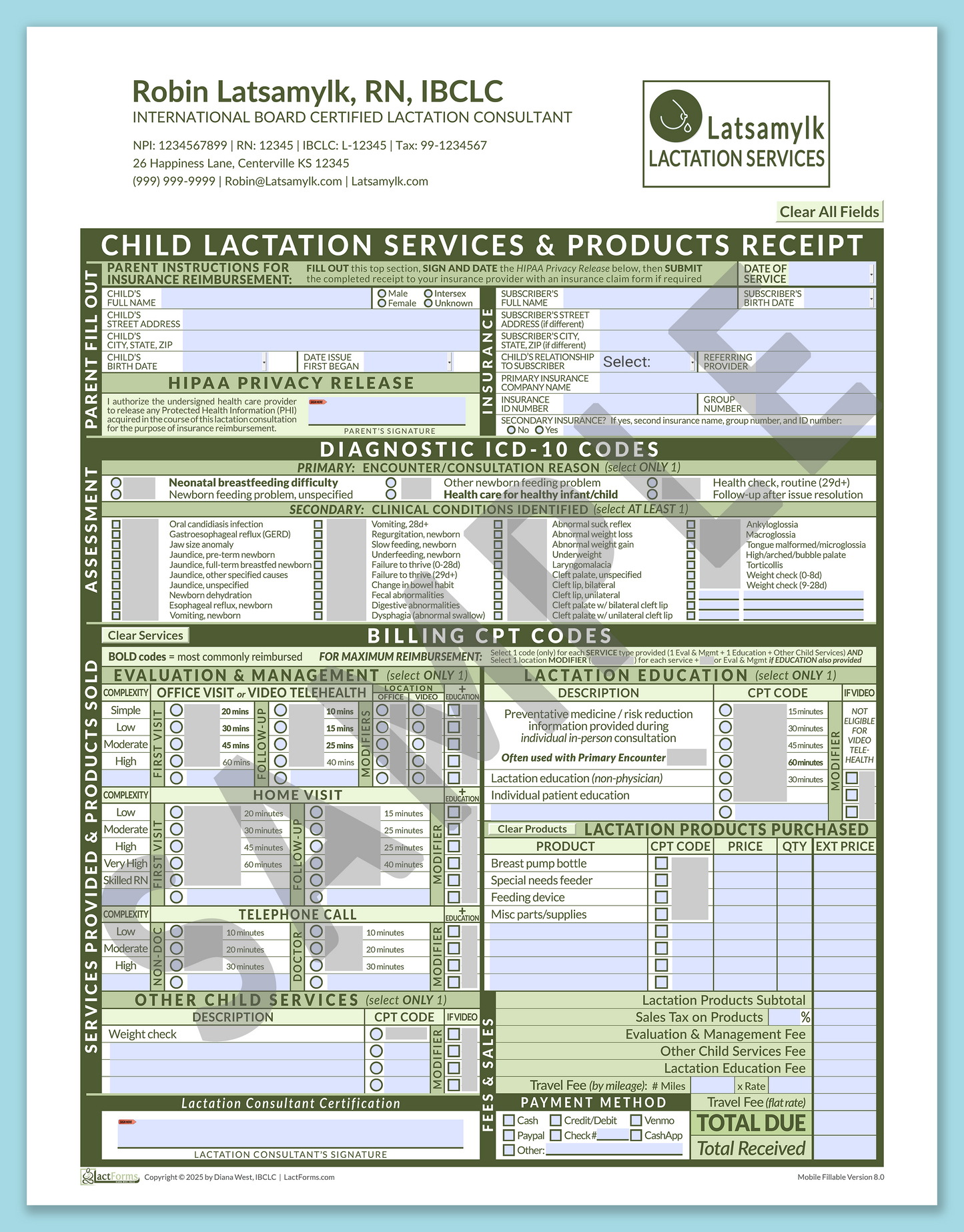 Child Superbill—MobileFillable, HeaderLogo after editing, Green, V8.0