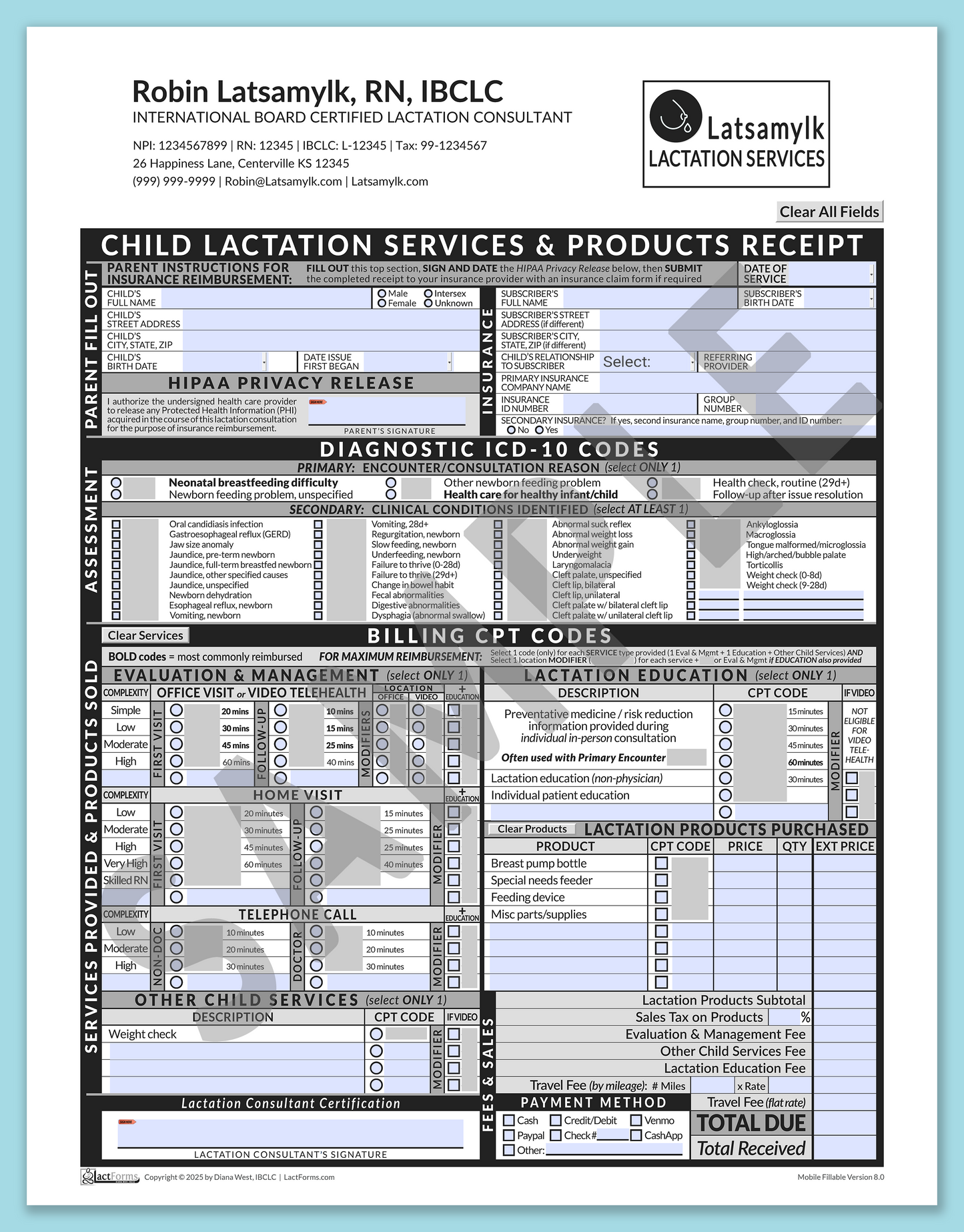 Child Superbill—MobileFillable, HeaderCompany after editing, Grey, V8.0