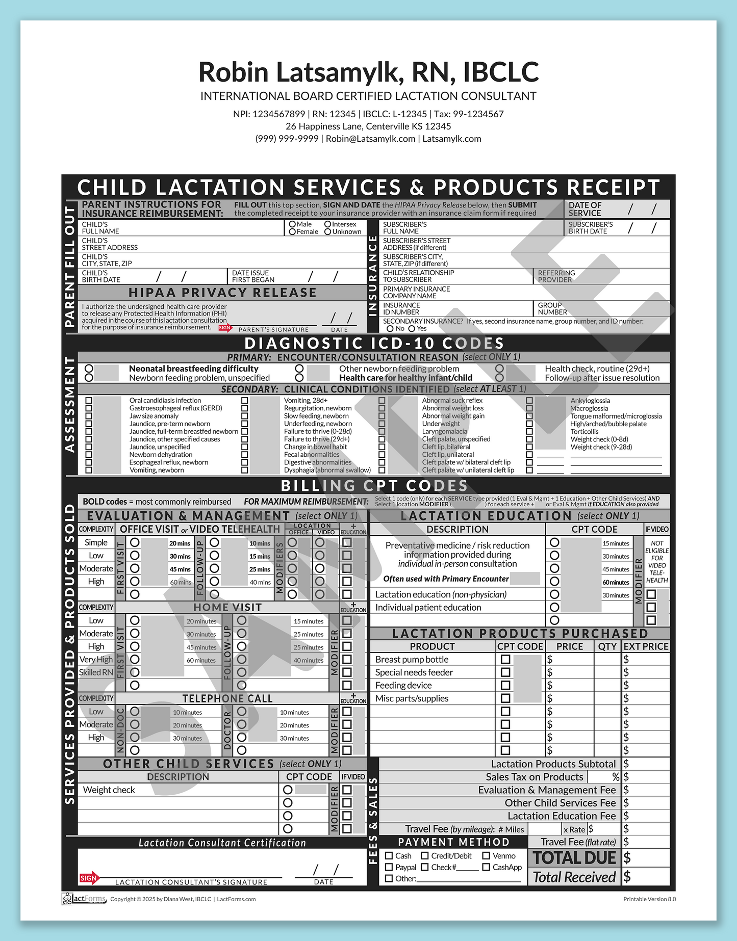 Child Superbill—OfficePrintable, HeaderCenter after editing, Grey, V8.0
