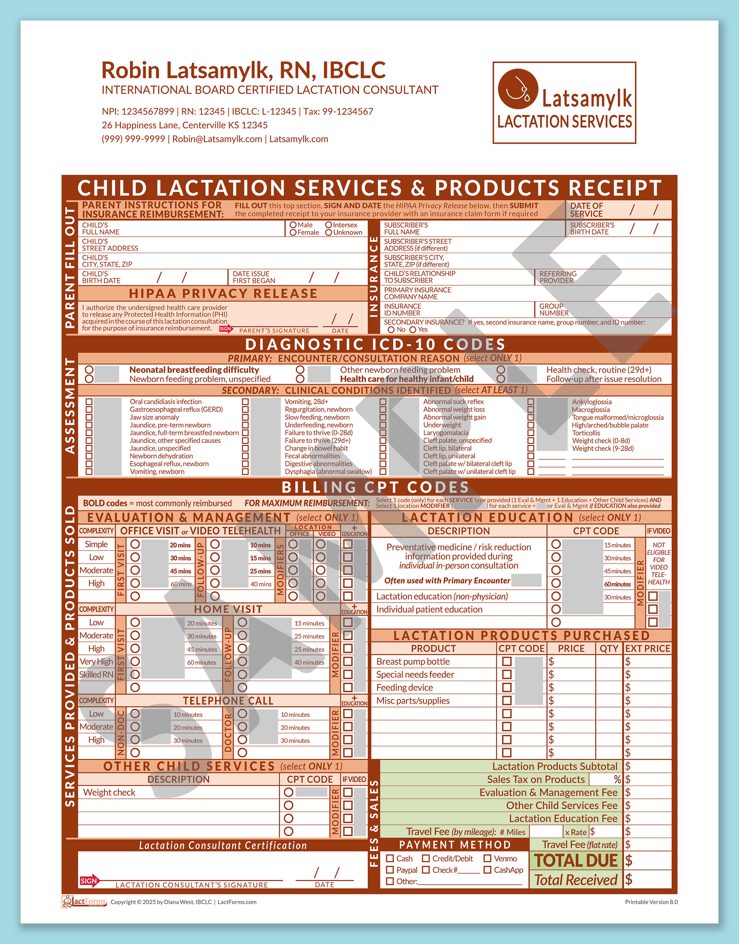 Child Superbill—OfficePrintable, HeaderLogo after editing, Orange, V8.0
