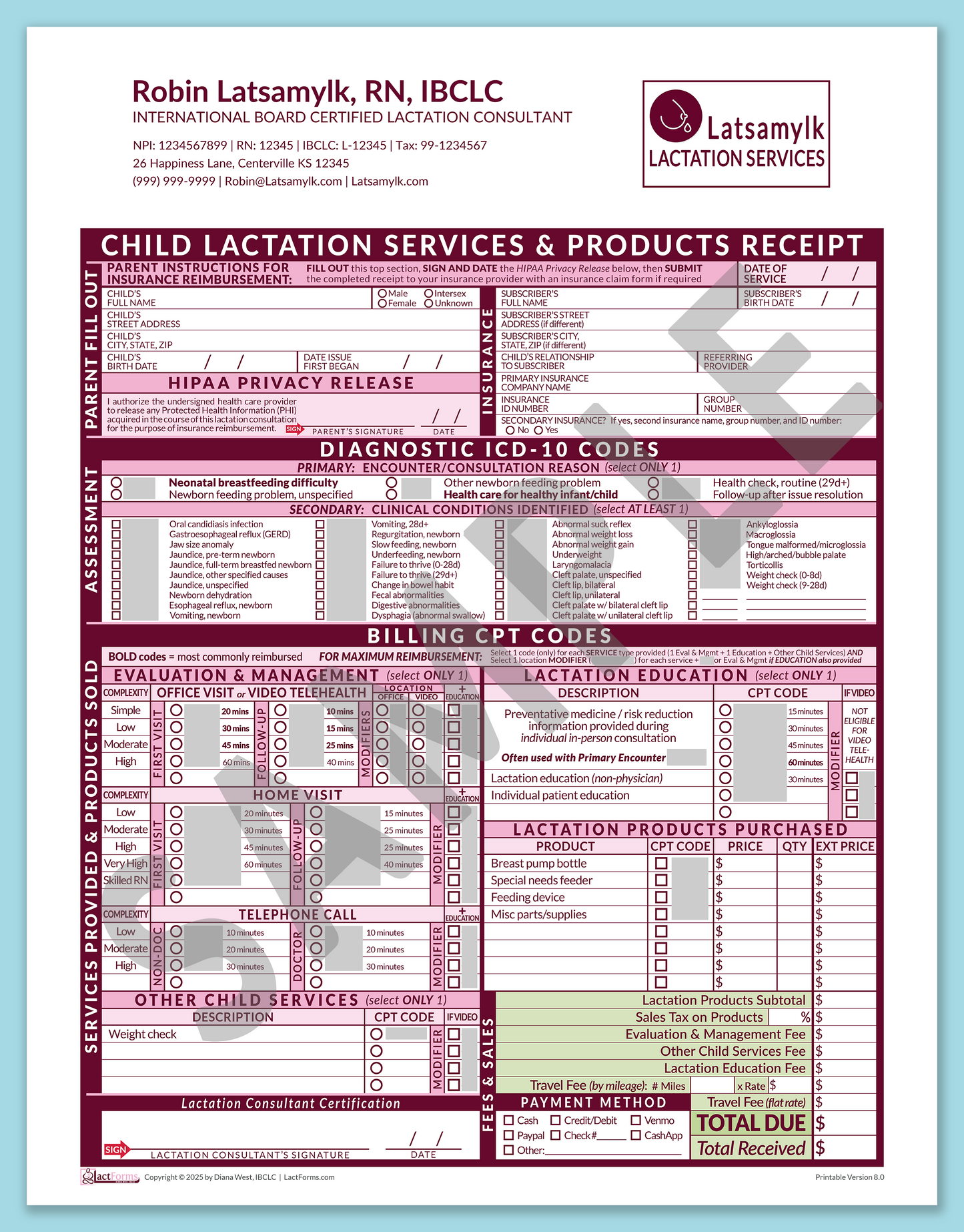 Child Superbill—OfficePrintable, HeaderLogo after editing, Pink, V8.0