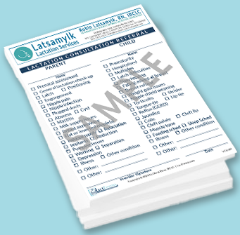 Sample Referral Script pad in blue with header V7.02