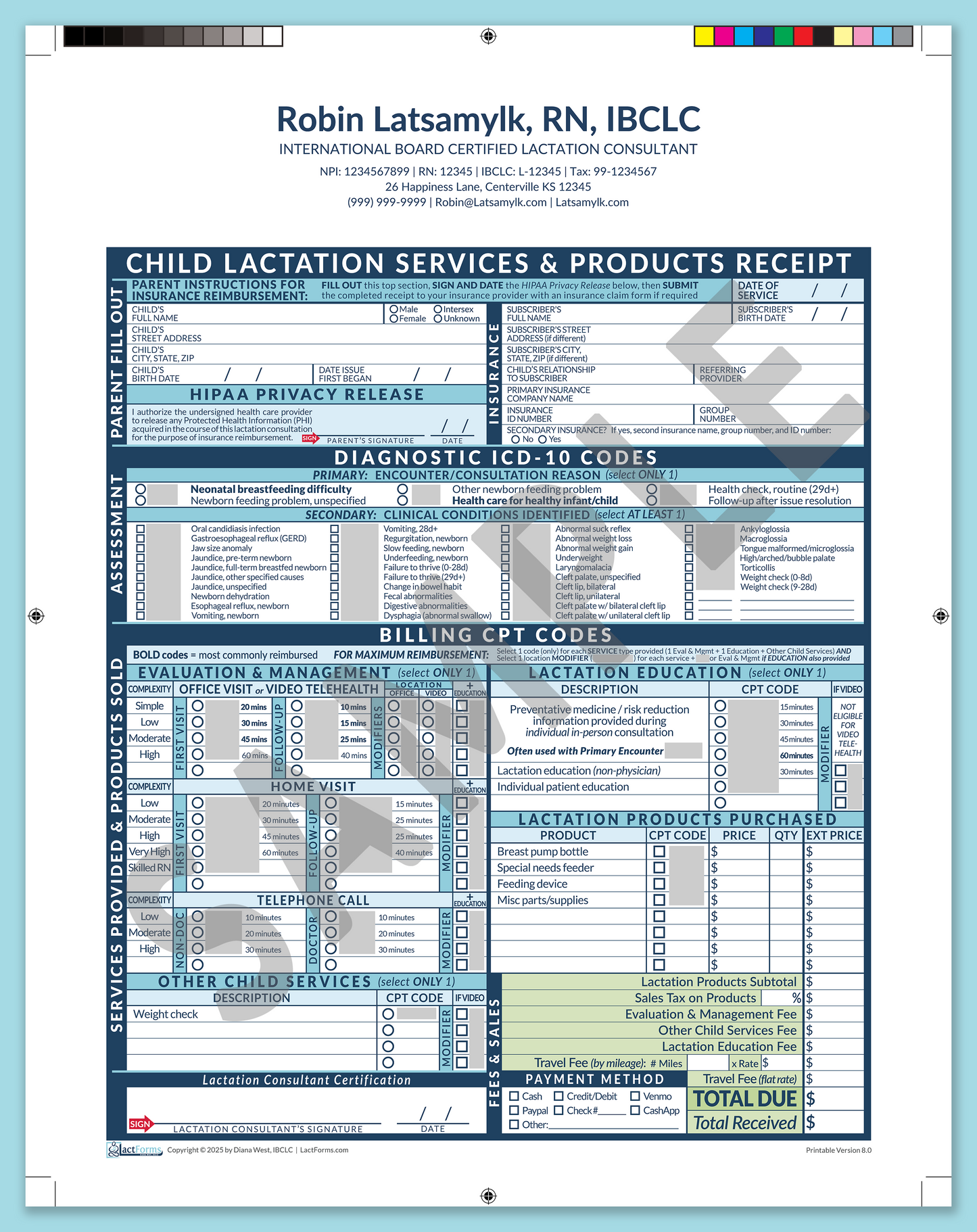 Child Superbill—ProPrintable, HeaderCenter after editing, Blue, V8.0