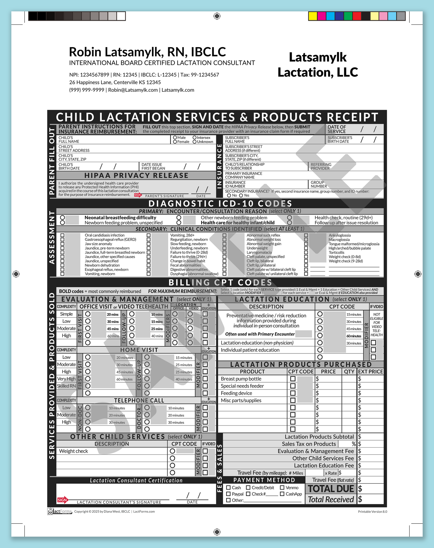Child Superbill—ProPrintable, HeaderCompany after editing, Grey, V8.0