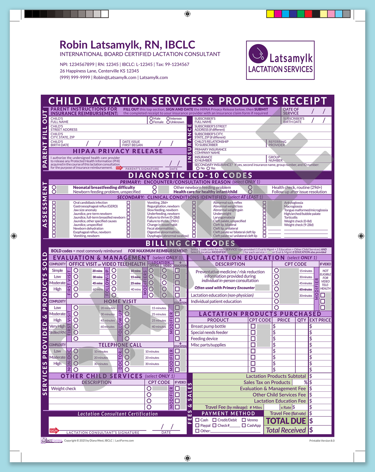 Child Superbill—ProPrintable, HeaderLogo after editing, Purple, V8.0