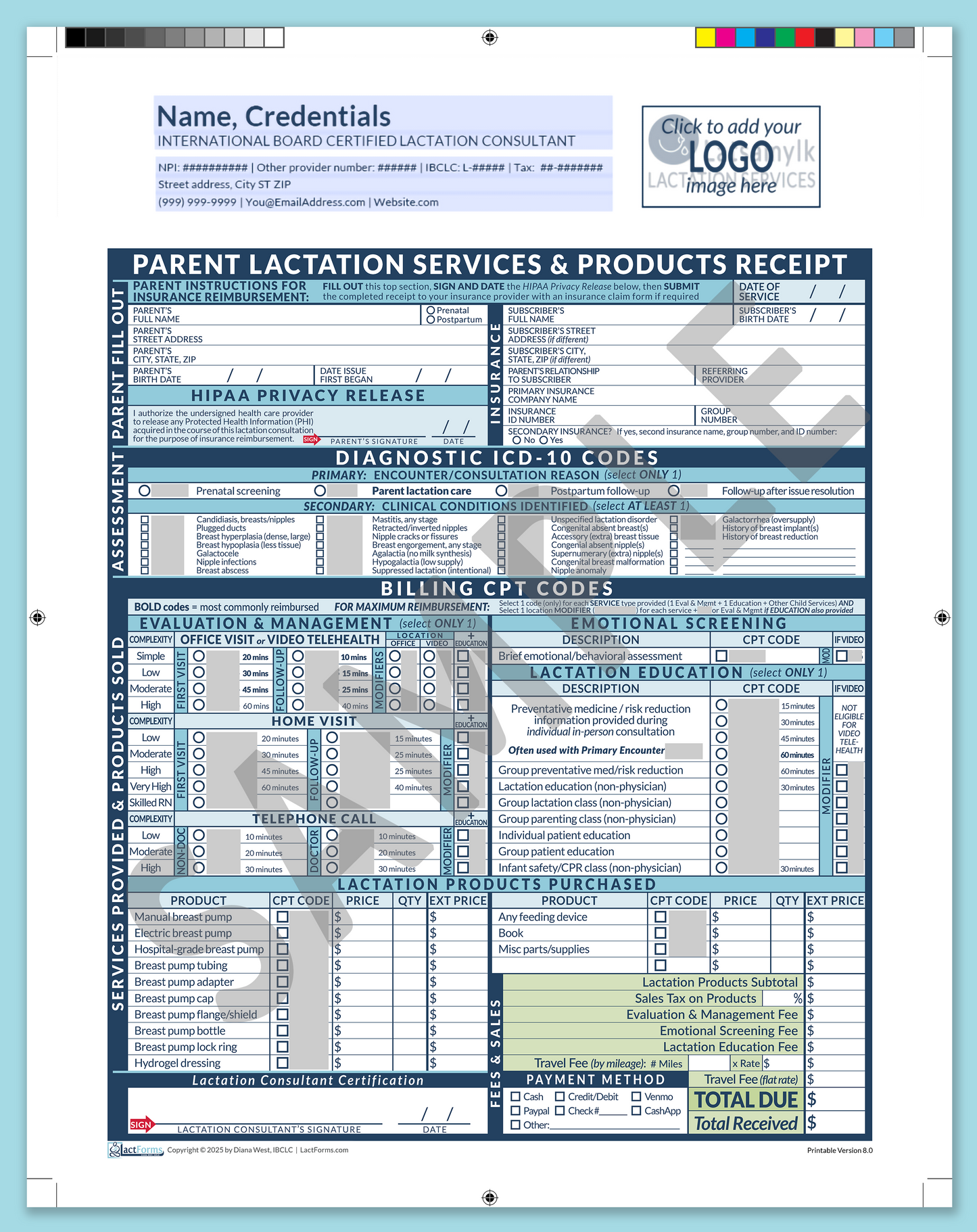 Parent Superbill—ProPrintable, HeaderLogo before editing, Blue, V8.0