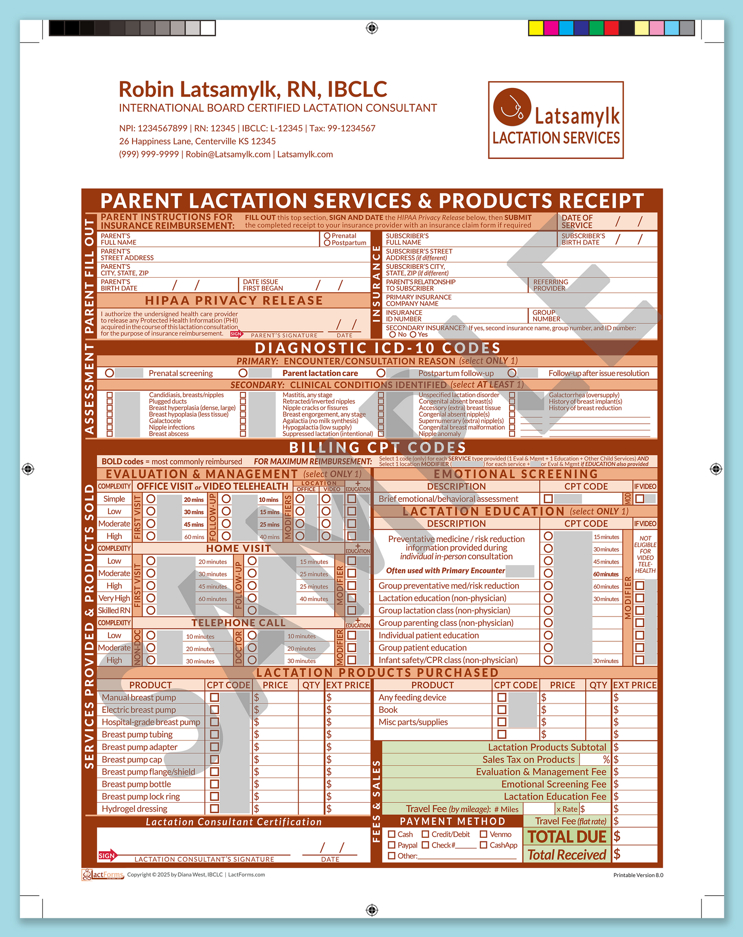 Parent Superbill—ProPrintable, HeaderLogo after editing, Orange, V8.0