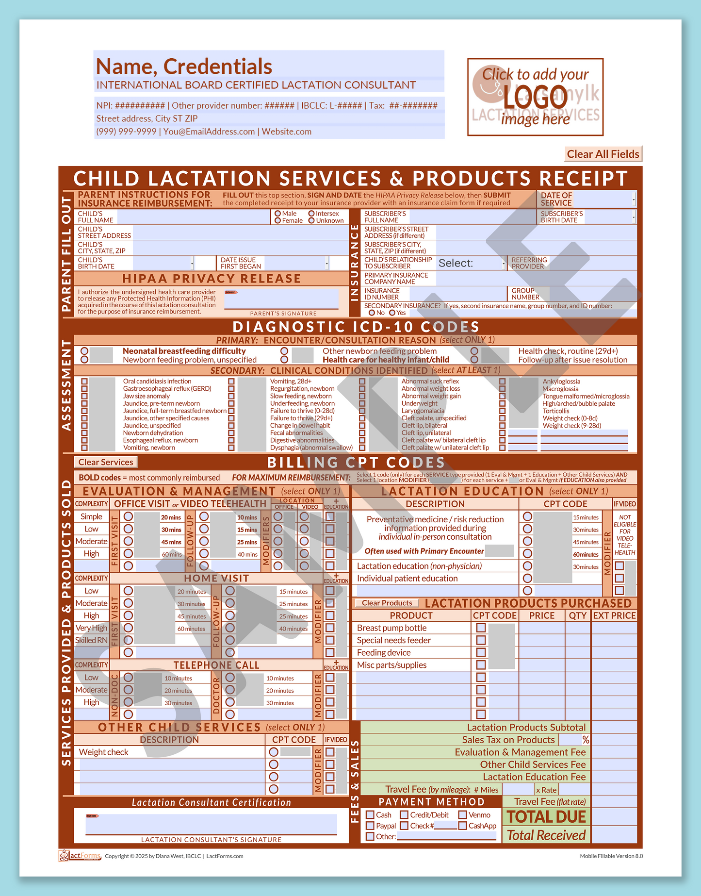 Child Superbill—MobileFillable, HeaderLogo before editing, Orange, V8.0