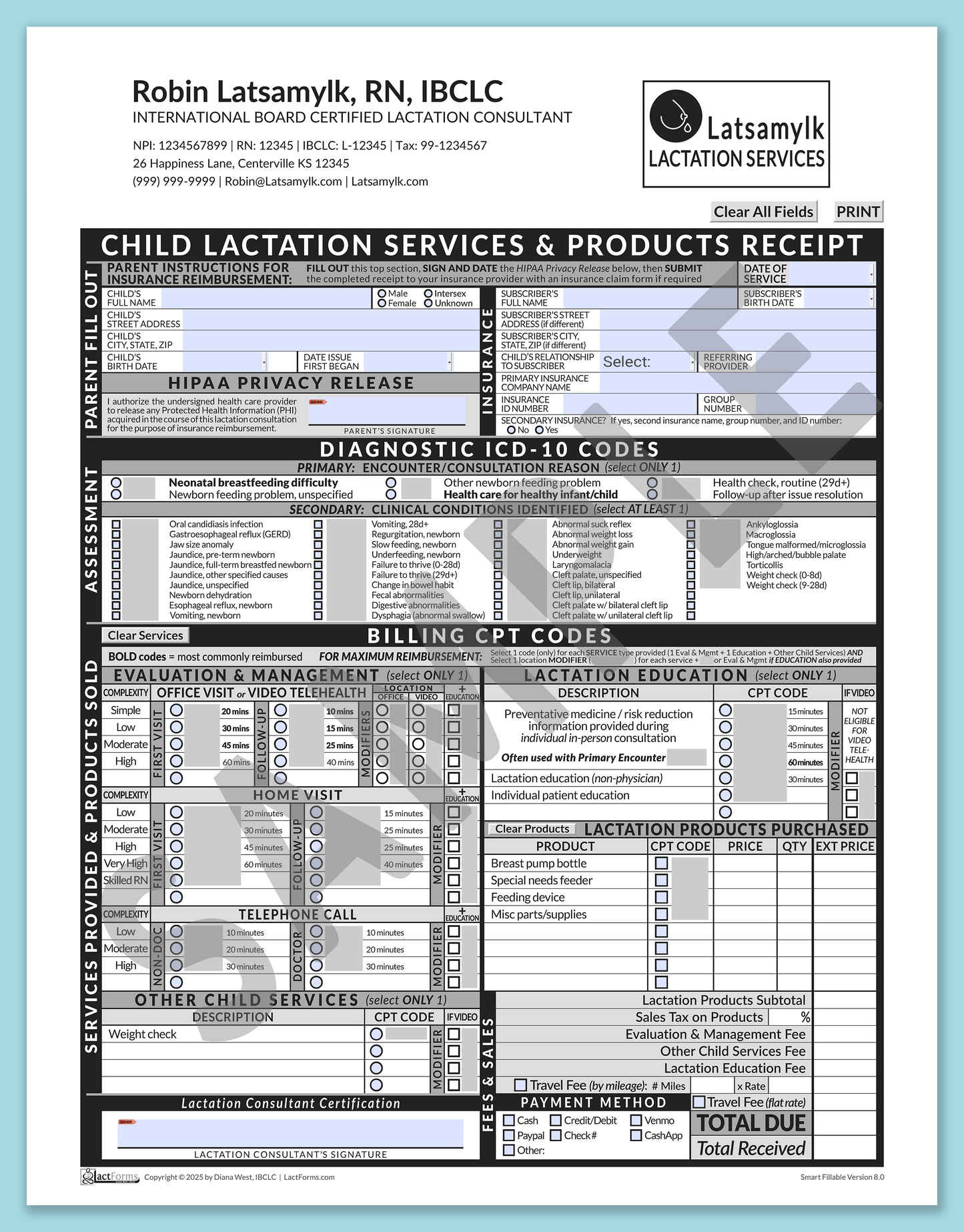 Child Superbill—SmartFillable, HeaderLogo after editing, Grey, V8.0