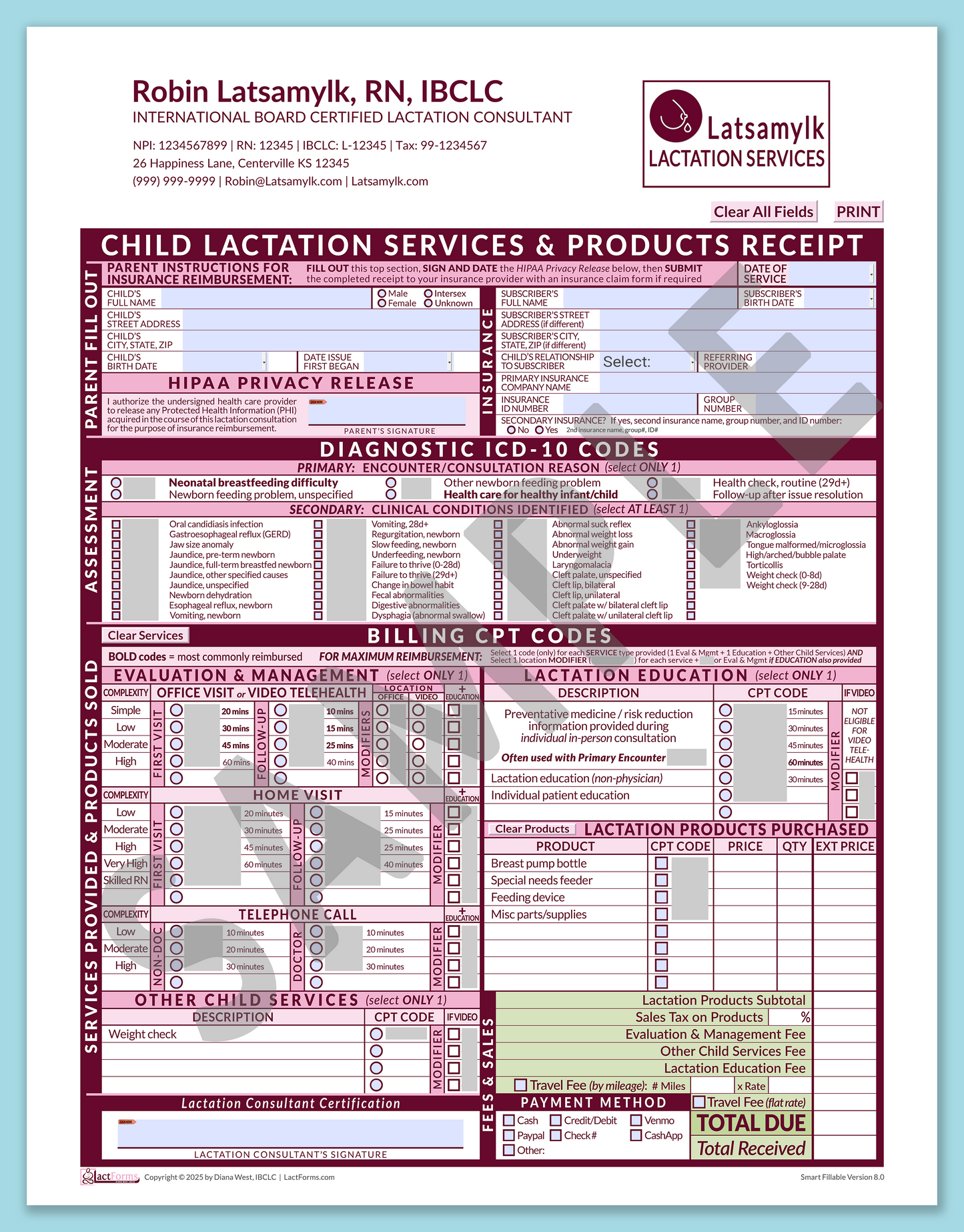 Child Superbill—SmartFillable, HeaderLogo after editing, Pink, V8.0