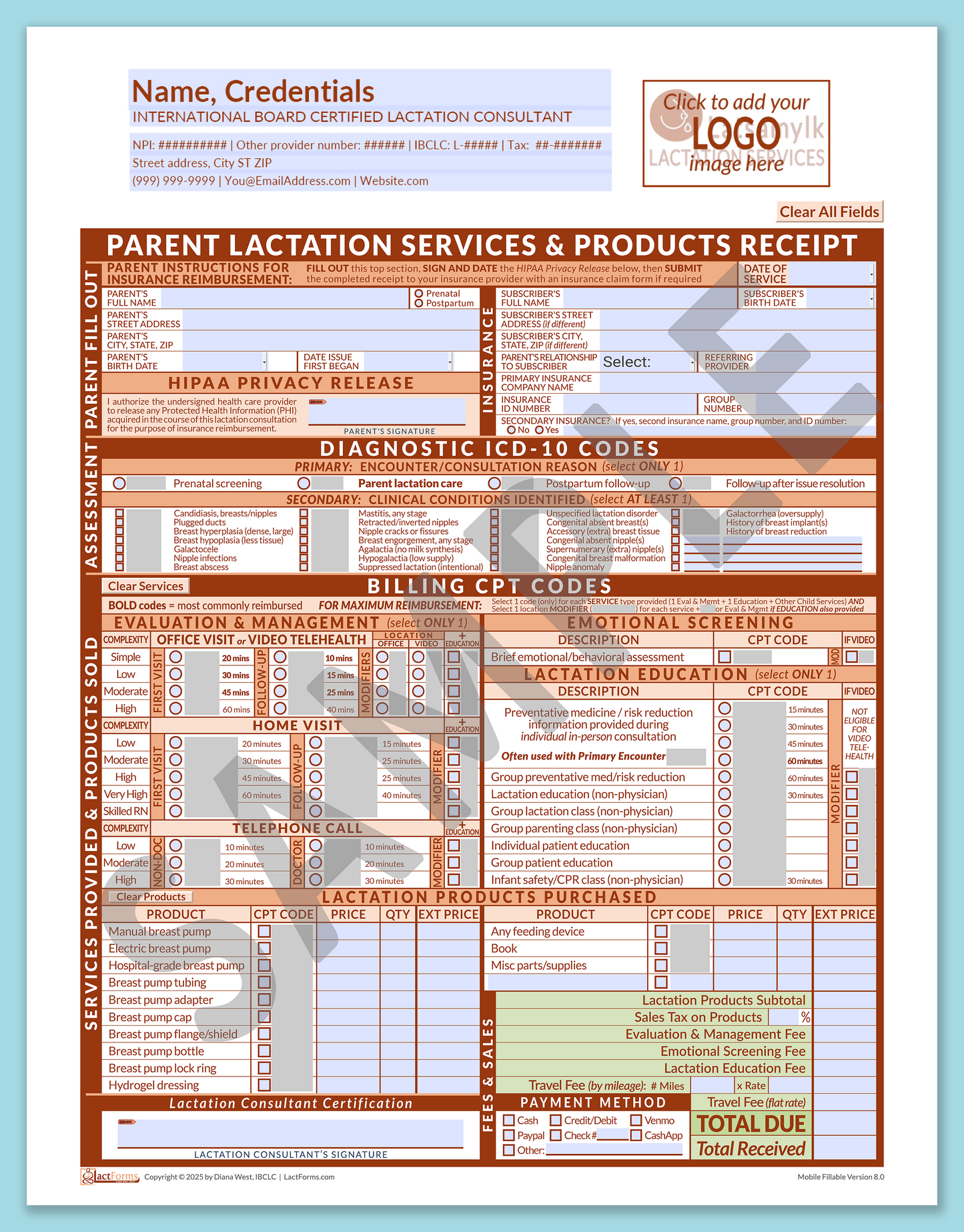 Parent Superbill—MobileFillable, HeaderLogo before editing, Orange, V8.0