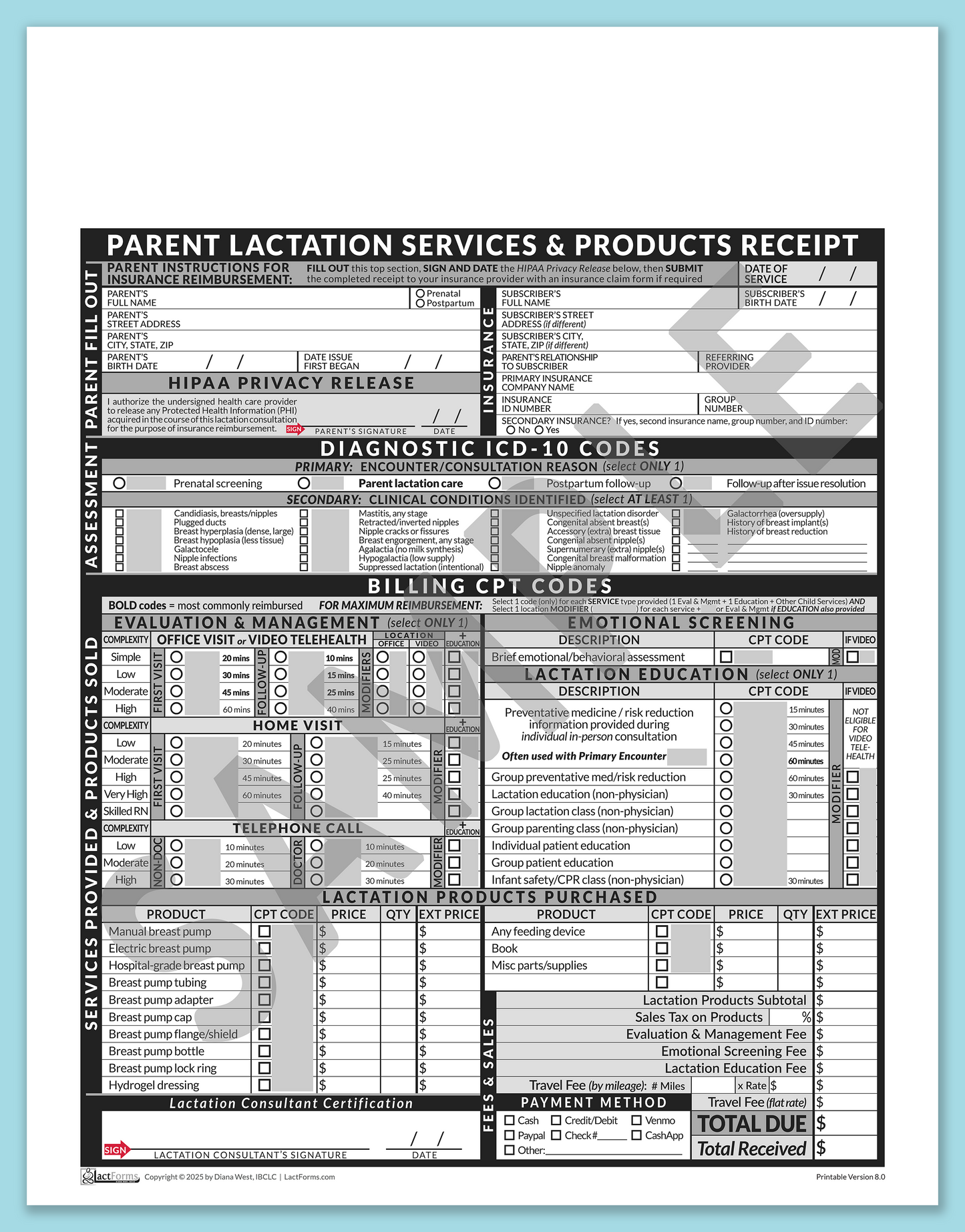 Parent Superbill—OfficePrintable, HeaderNone, Grey, V8.0
