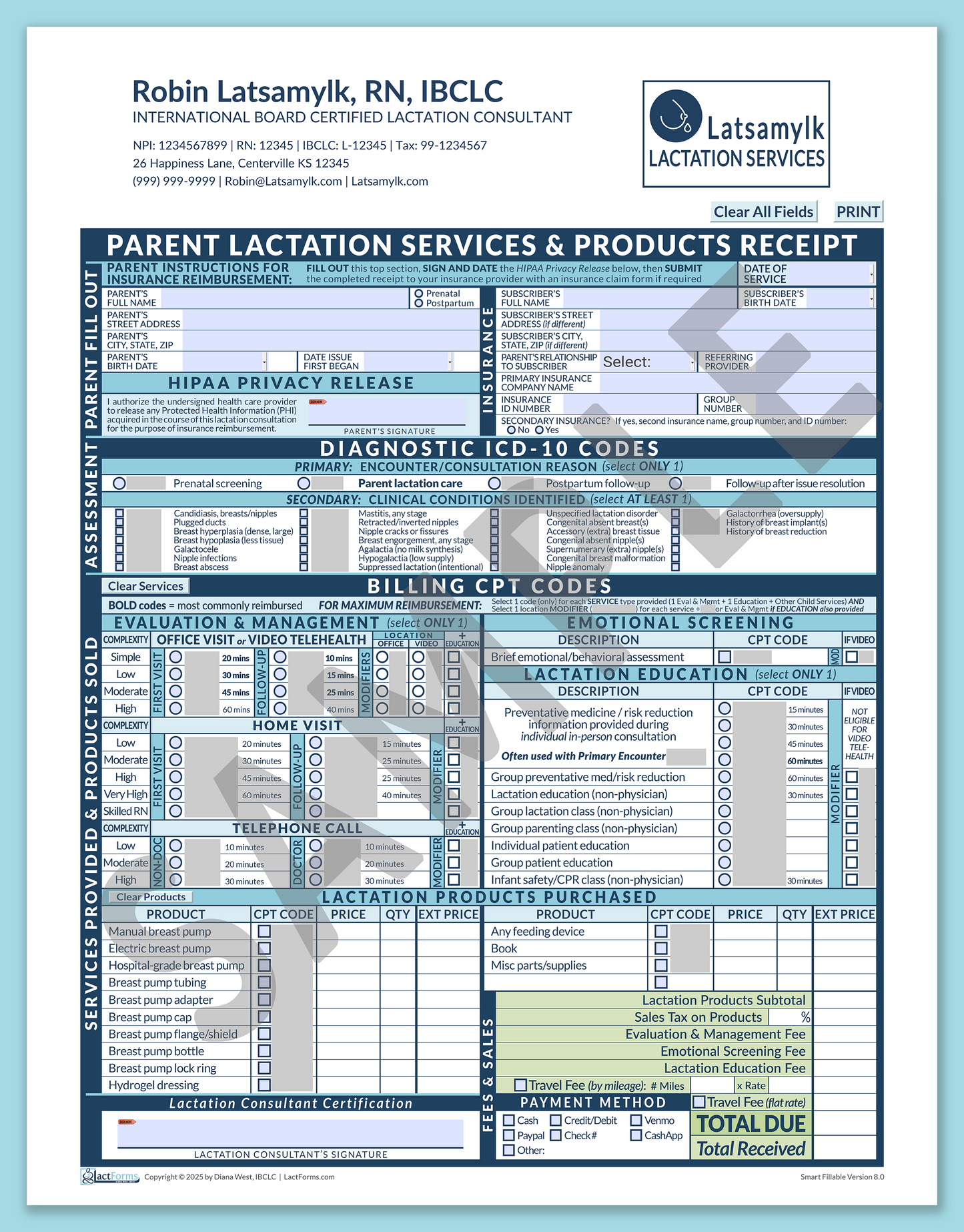 Parent Superbill—SmartFillable, HeaderLogo after editing, Blue, V8.0