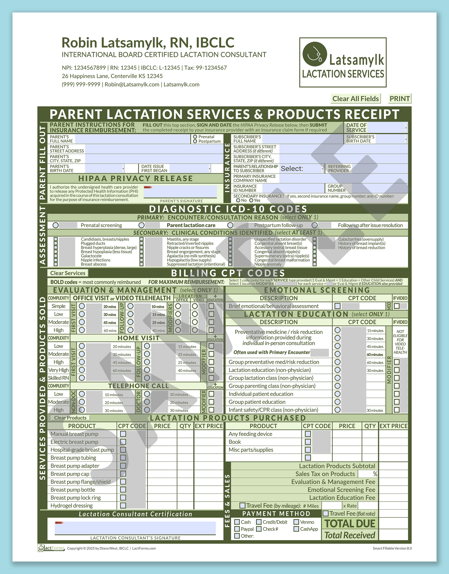 Parent Superbill—SmartFillable, HeaderLogo after editing, Green, V8.0