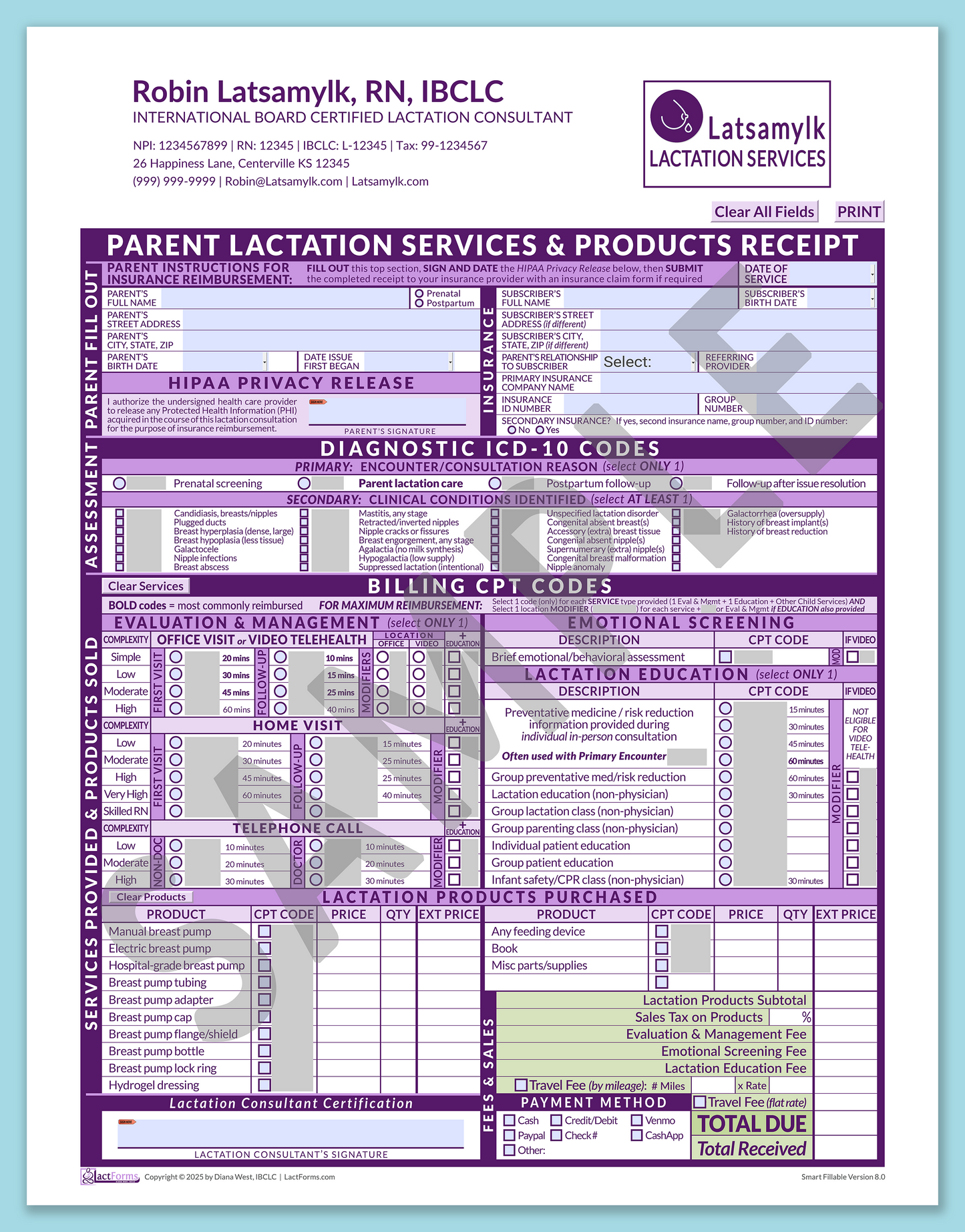 Parent Superbill—SmartFillable, HeaderLogo after editing, Purple, V8.0