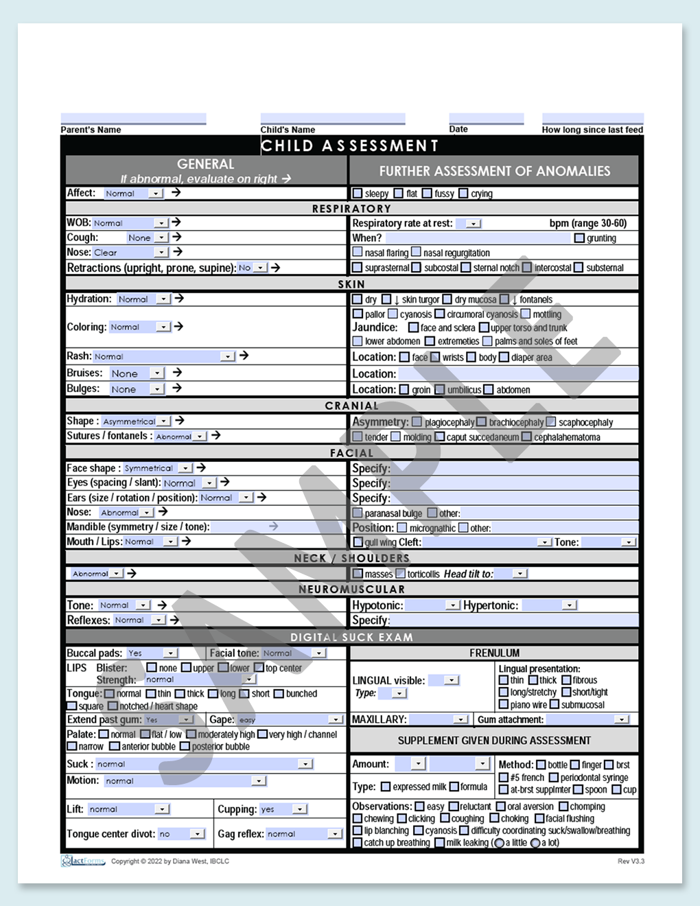 Child Assessment Form