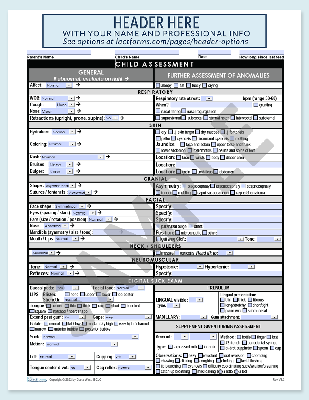 Child Assessment Form