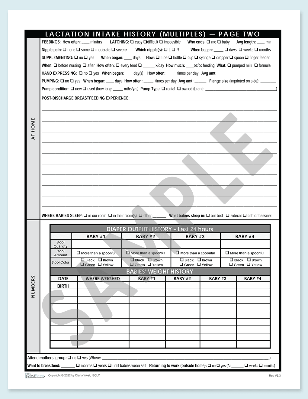 Sample printable History form for multiples page two V3.3