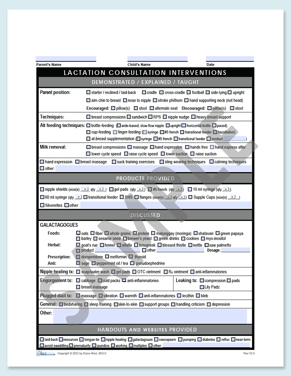 Interventions Documentation Form