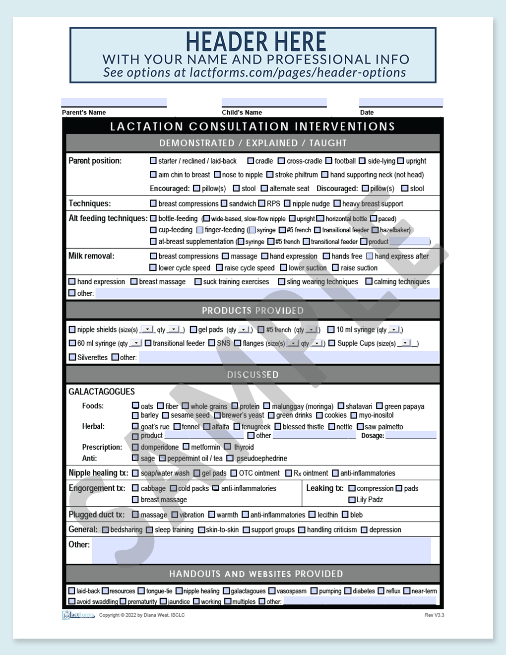 Interventions Documentation Form