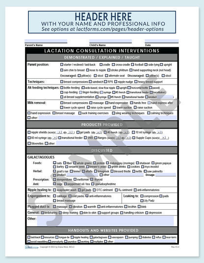 Interventions Documentation Form