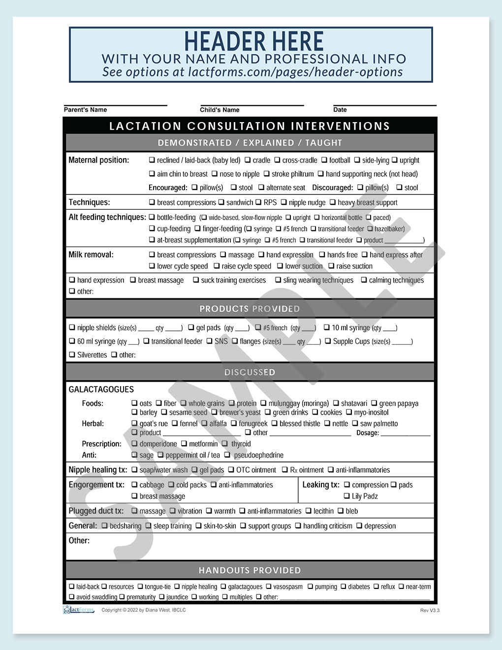 Interventions Documentation Form