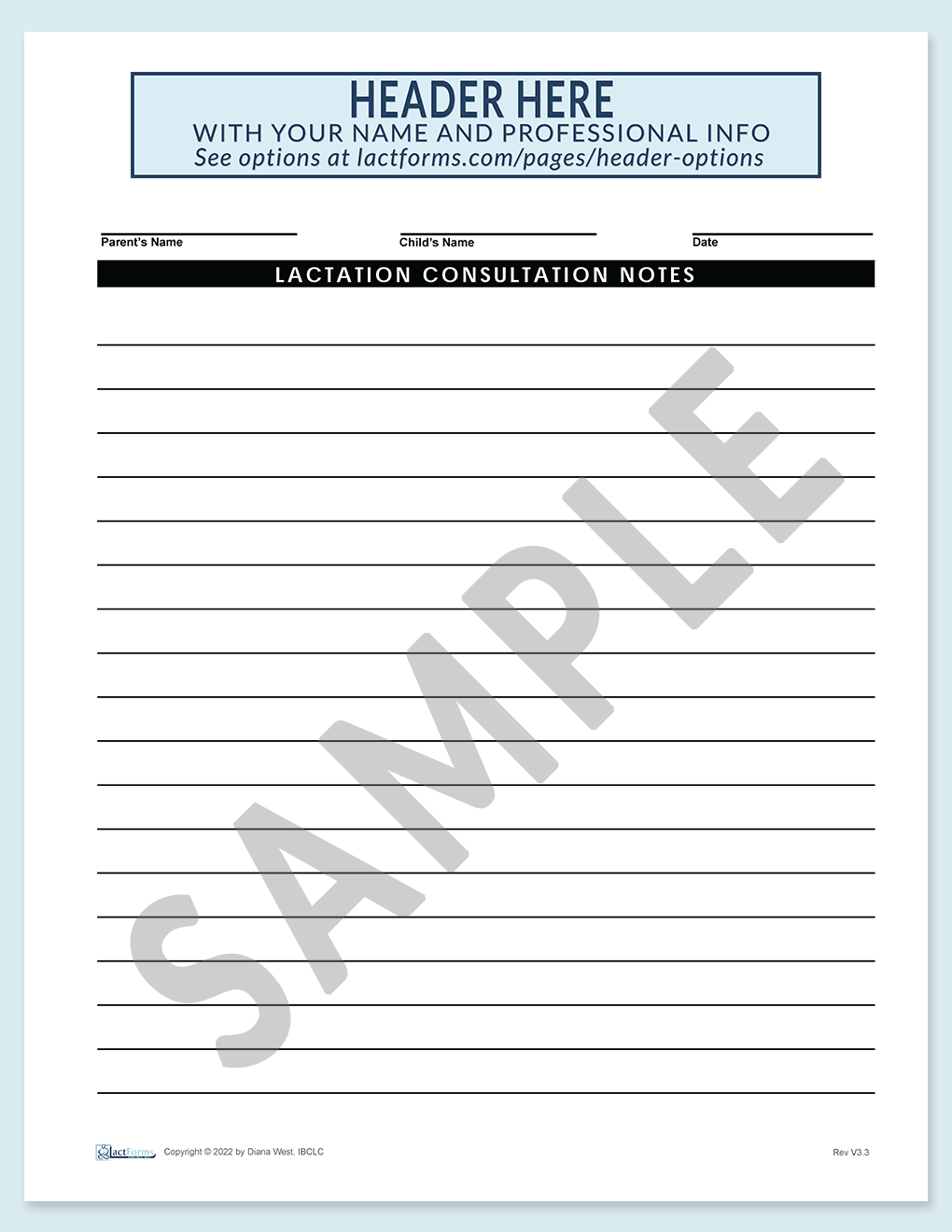Consultation Notes Form – Diana West LactForms