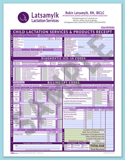 LactForms Child Superbill V8.0 MobileFillable HeaderBox Purple-Redacted sample-After editing header