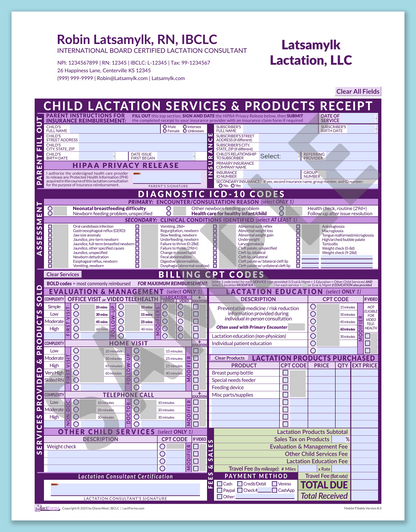 LactForms Child Superbill V8.0 MobileFillable HeaderCompany Purple-Redacted sample-After editing header