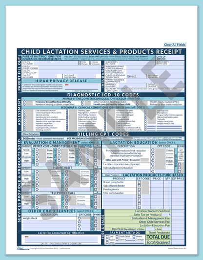 LactForms Child Superbill V8.0 MobileFillable HeaderNone Blue-Redacted sample