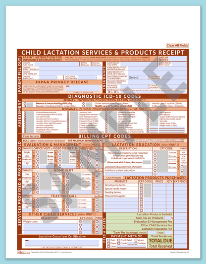 LactForms Child Superbill V8.0 MobileFillable HeaderNone Orange-Redacted sample